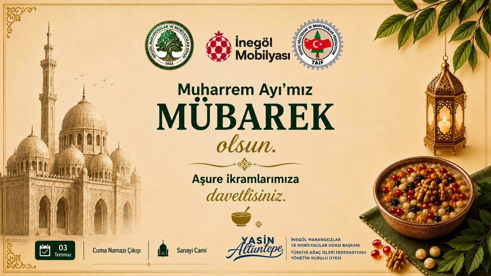 İnegöl M.  Mobilyacılar Odası'ndan Sanayi Camii'nde Aşure İkramı